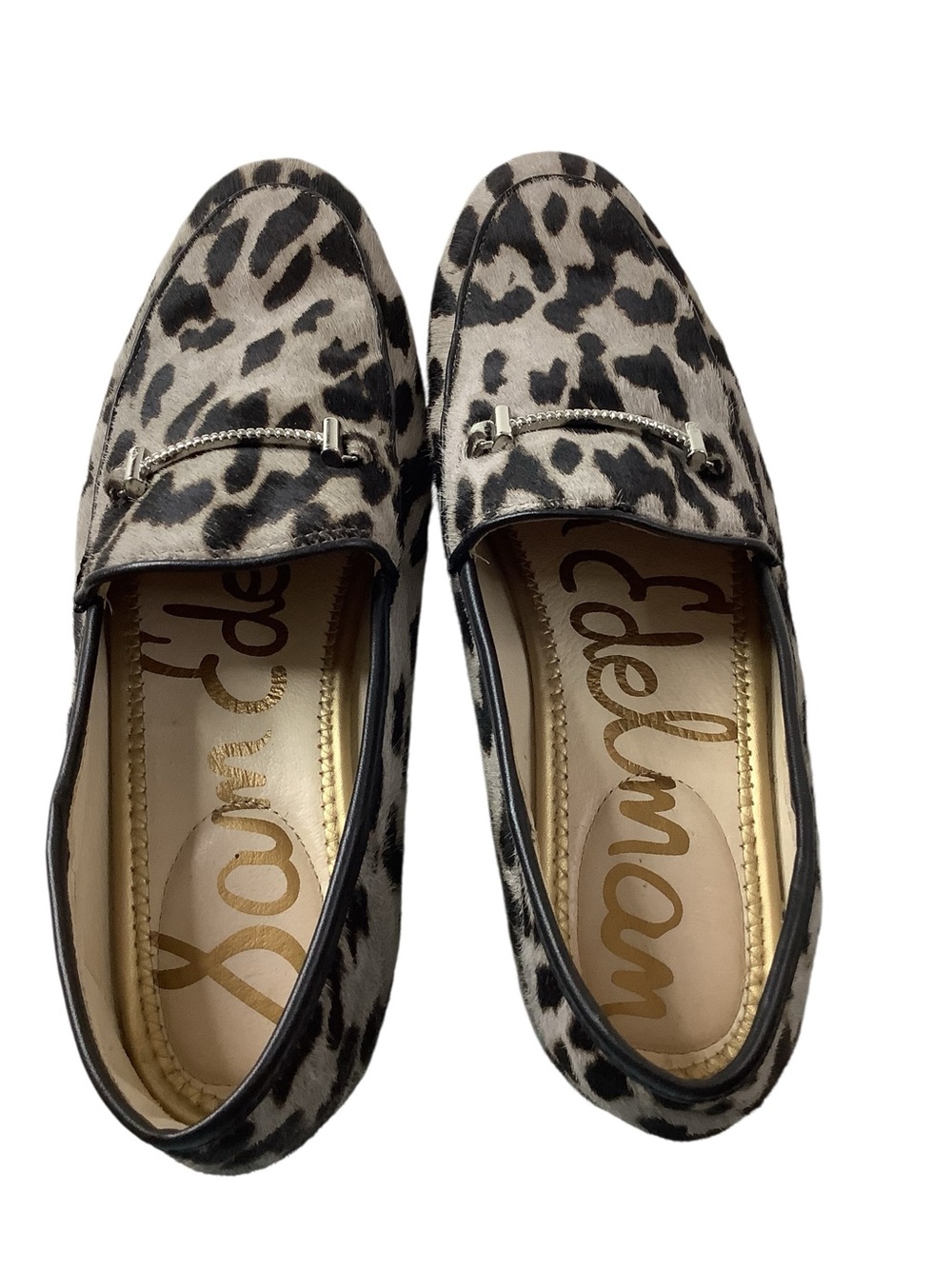 Sam Edelman Leopard Print Calf Hair Loafers with Silver Horse-bit Detail Sz 7.5 - Picture 6 of 8